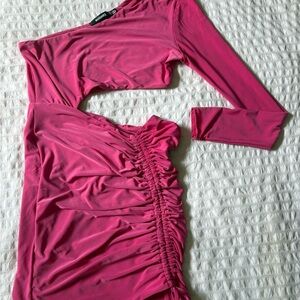 Missguided Fuchsia Long Sleeve Dress